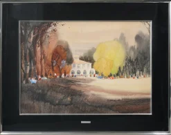 Jordi Danes, Der Pavillon, Aquarell auf Papier, gerahmt