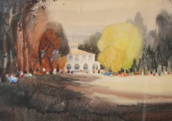 Jordi Danes, Der Pavillon, Aquarell auf Papier, gerahmt