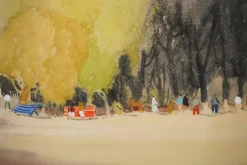 Jordi Danes, Der Pavillon, Aquarell auf Papier, gerahmt
