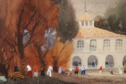 Jordi Danes, Der Pavillon, Aquarell auf Papier, gerahmt
