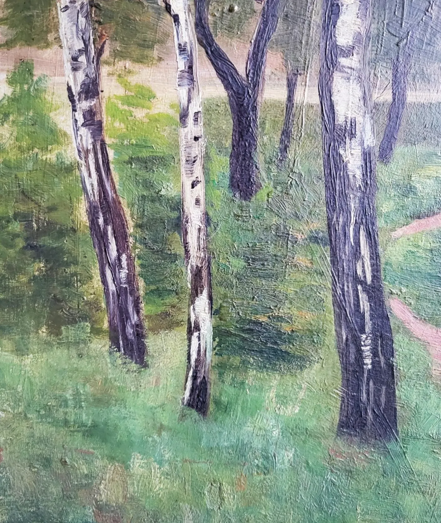 Jugendstil Birken, 19. Jh., Ölgemälde, gerahmt