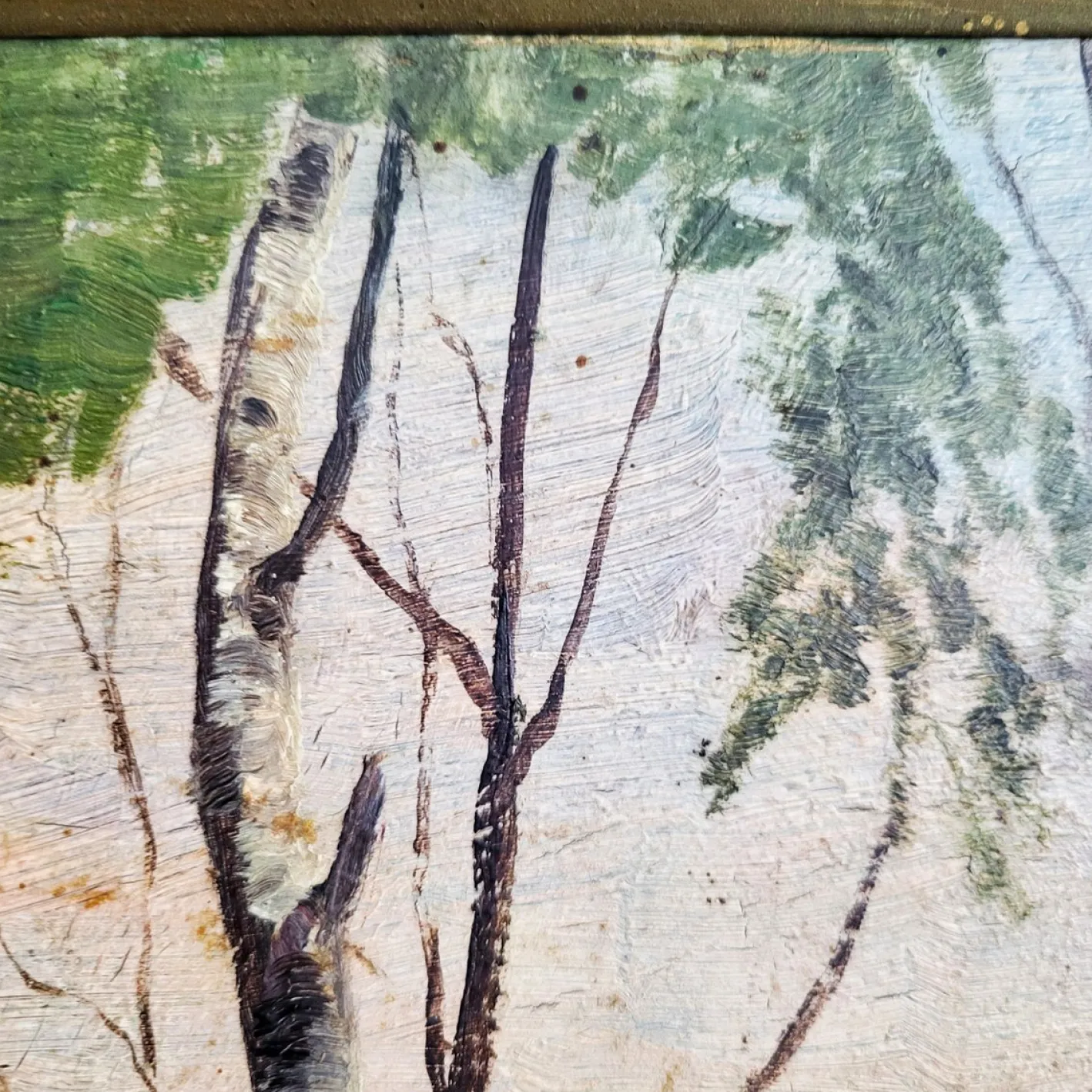 Jugendstil Birken, 19. Jh., Ölgemälde, gerahmt