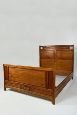 Jugendstil Clematis Modell Bett aus Mahagoni von Mathieu Gallerey, 1920er