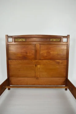 Jugendstil Clematis Modell Bett aus Mahagoni von Mathieu Gallerey, 1920er