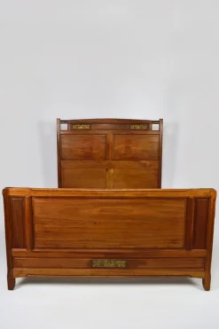 Jugendstil Clematis Modell Bett aus Mahagoni von Mathieu Gallerey, 1920er