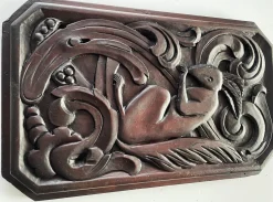 Jugendstil Eichhörnchen Holz Relief, 1800er