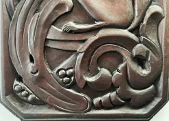 Jugendstil Eichhörnchen Holz Relief, 1800er