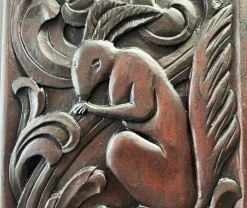 Jugendstil Eichhörnchen Holz Relief, 1800er