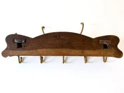 Jugendstil Garderobe oder Kleiderbügel aus Messing & Holz, Deutschland, 1900er
