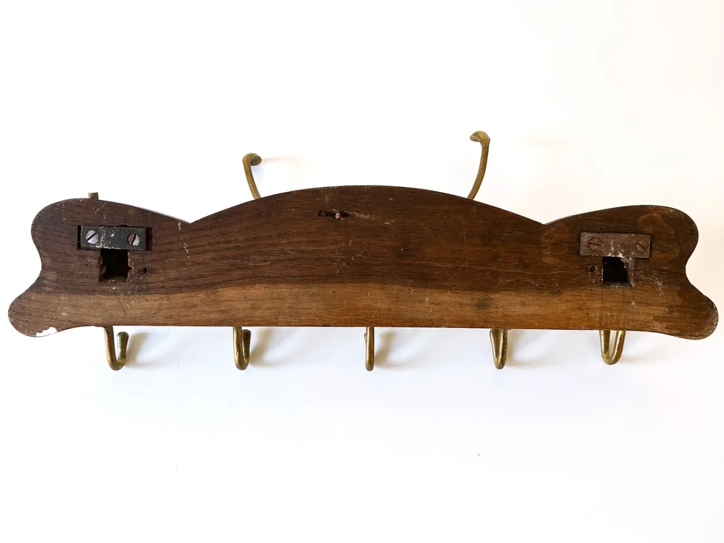 Jugendstil Garderobe oder Kleiderbügel aus Messing & Holz, Deutschland, 1900er