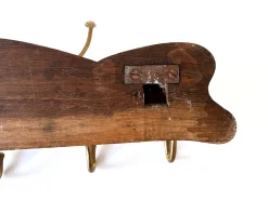 Jugendstil Garderobe oder Kleiderbügel aus Messing & Holz, Deutschland, 1900er