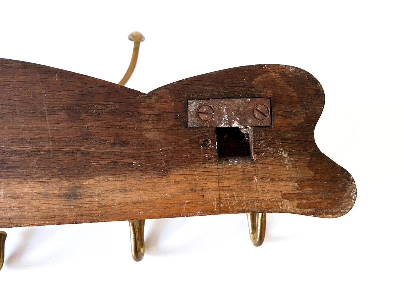 Jugendstil Garderobe oder Kleiderbügel aus Messing & Holz, Deutschland, 1900er