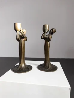 Jugendstil Kerzenhalter aus Zink, 1890er, 2er Set