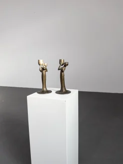Jugendstil Kerzenhalter aus Zink, 1890er, 2er Set