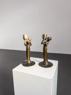 Jugendstil Kerzenhalter aus Zink, 1890er, 2er Set