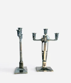Jugendstil Kerzenständer aus Zinn von Achille Gamba von Hille, 1920, 2er Set