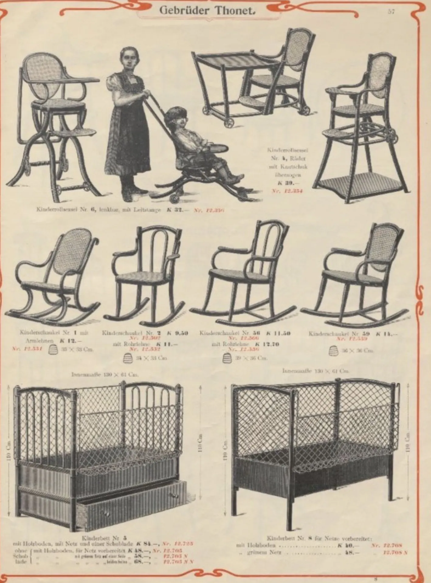 Jugendstil Kinder Schaukelstuhl von Marcel Kammerer für Gebrüder Thonet, 1910