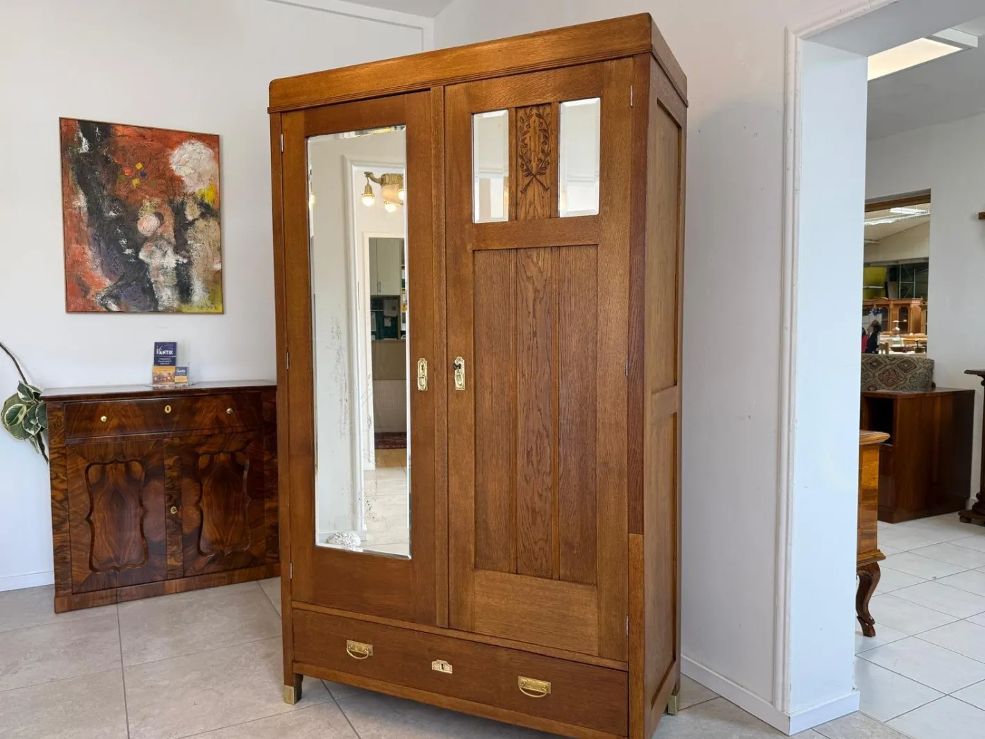 Jugendstil Kleiderschrank, 1890er