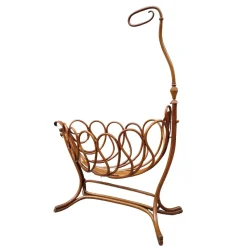 Jugendstil Krippe aus gebogener Buche, zugeschrieben J. & J. Kohn, Österreich, 1895