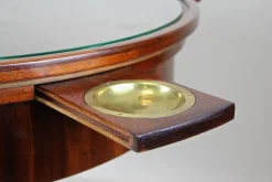 Jugendstil Mahagoni Spieltisch mit Gestell aus gehämmertem Messing, Österreich, 1910er