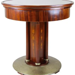 Jugendstil Mahagoni Spieltisch mit Gestell aus gehämmertem Messing, Österreich, 1910er