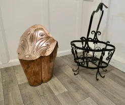 Jugendstil Messing Helm Kohlen Scuttle, 1880er
