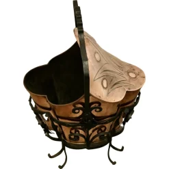 Jugendstil Messing Helm Kohlen Scuttle, 1880er