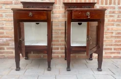 Jugendstil Nachttische aus Nussholz, 1900er, 2er Set