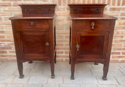 Jugendstil Nachttische aus Nussholz, 1900er, 2er Set