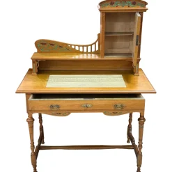 Jugendstil Schreibtisch mit Blumenmalerei, 1910er