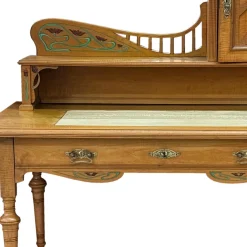 Jugendstil Schreibtisch mit Blumenmalerei, 1910er