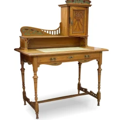 Jugendstil Schreibtisch mit Blumenmalerei, 1910er