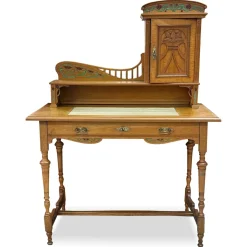 Jugendstil Schreibtisch mit Blumenmalerei, 1910er