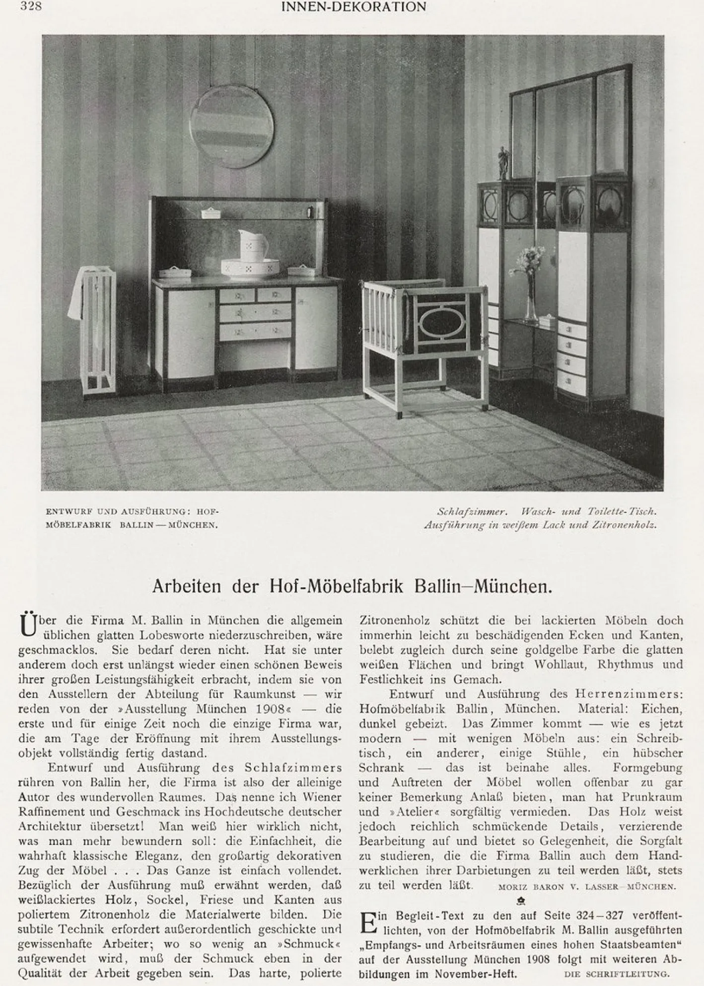 Jugendstil Schreibtisch von Matthias Feller für Moritz Ballin, München, Deutschland, 1912