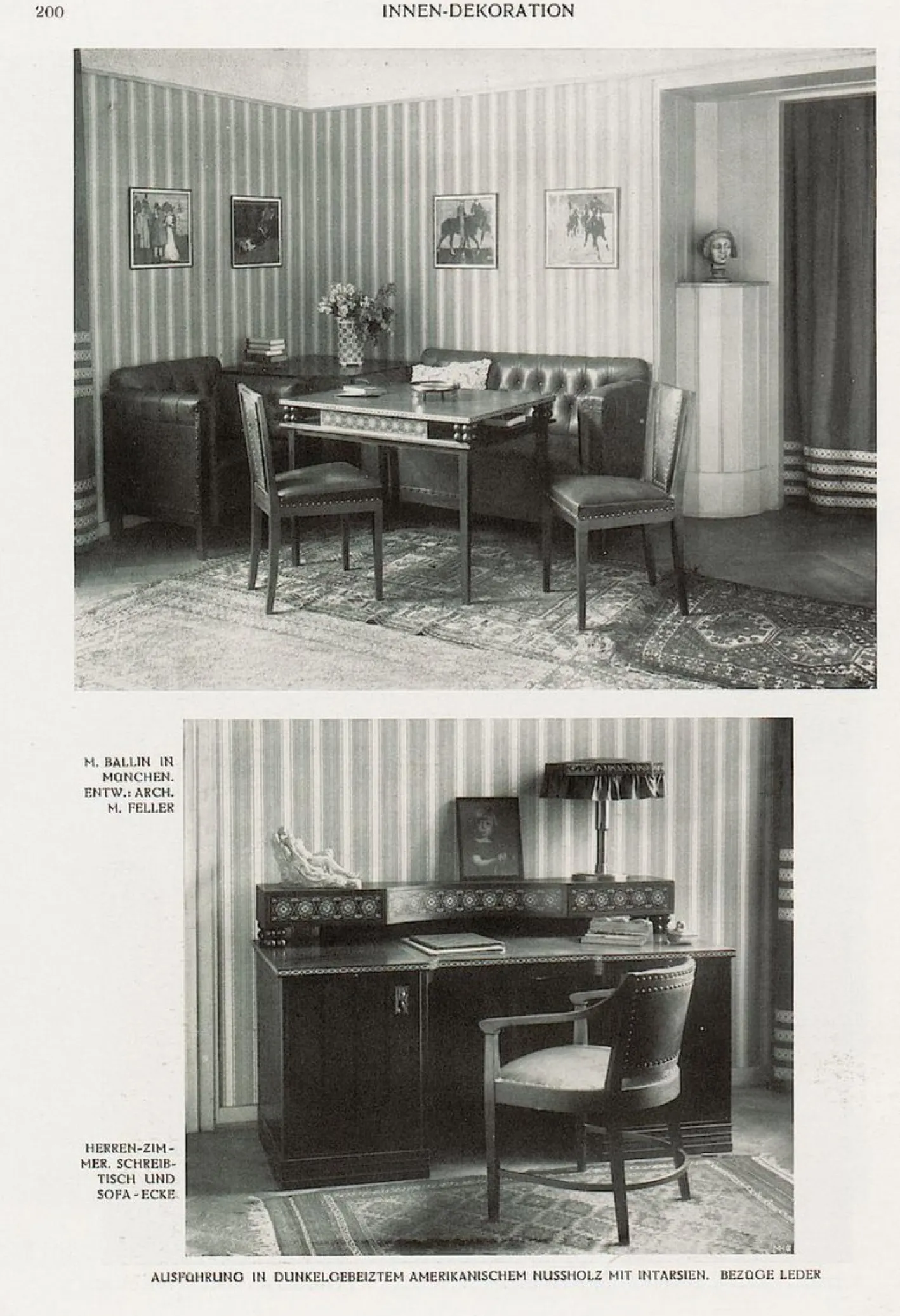 Jugendstil Schreibtisch von Matthias Feller für Moritz Ballin, München, Deutschland, 1912