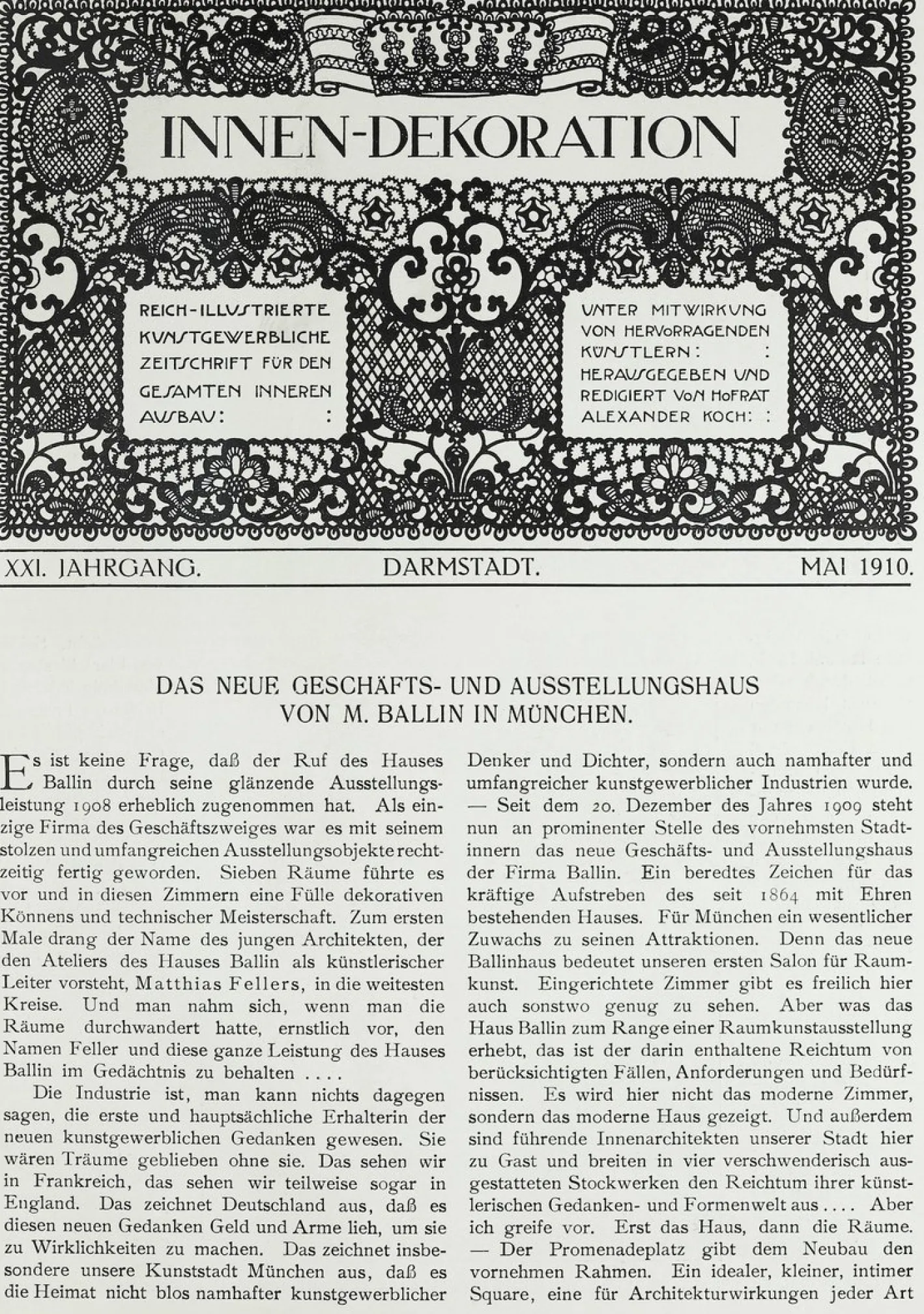 Jugendstil Schreibtisch von Matthias Feller für Moritz Ballin, München, Deutschland, 1912