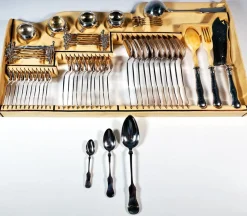 Jugendstil Silberbesteck für 12 Personen in Vitrine, Österreich-Ungarn, 1890er, 112er Set