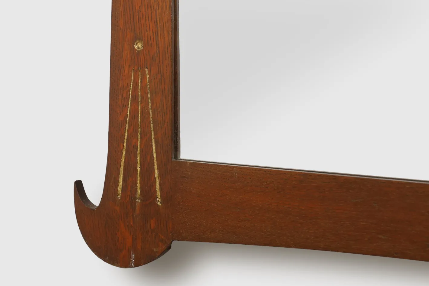 Jugendstil Spiegel aus Eichenholz mit Vergoldeten Intarsien, Frankreich, 1915