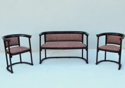 Jugendstil Stühle und Sofa von Josef Hoffmann für Thonet, 3er Set