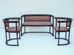 Jugendstil Stühle und Sofa von Josef Hoffmann für Thonet, 3er Set