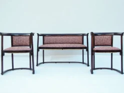 Jugendstil Stühle und Sofa von Josef Hoffmann für Thonet, 3er Set