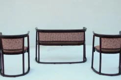 Jugendstil Stühle und Sofa von Josef Hoffmann für Thonet, 3er Set