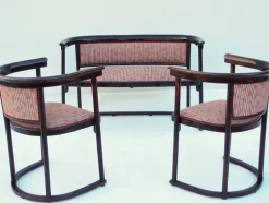 Jugendstil Stühle und Sofa von Josef Hoffmann für Thonet, 3er Set