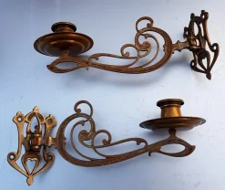 Jugendstil Wandkerzenhalter aus Messing, 1890er, 2er Set