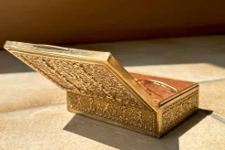 Jugendstil Zigarettenschachtel aus Messing & Holz von Erhard & Söhne, 1920er