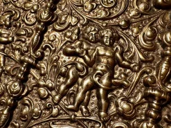 Jugendstil Zigarettenschachtel aus Messing & Holz von Erhard & Söhne, 1920er