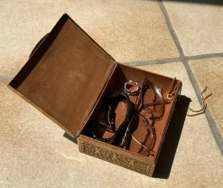 Jugendstil Zigarettenschachtel aus Messing & Holz von Erhard & Söhne, 1920er