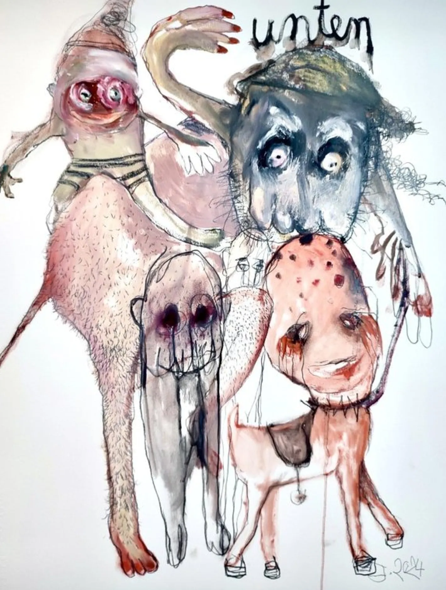 Juliane Hundertmark, Try to Escape, 2021, Öl & Graphit auf Papier