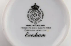 Kaffeetassen & Untertassen, Zuckerdose & Sahnekännchen von Royal Worcester, England, 1980er, 6er Set
