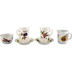 Kaffeetassen & Untertassen, Zuckerdose & Sahnekännchen von Royal Worcester, England, 1980er, 6er Set